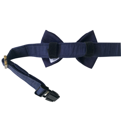 Navy Linen Dog Bow Tie