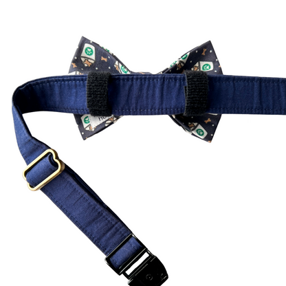 Navy Pup Cups Dog Bow Tie