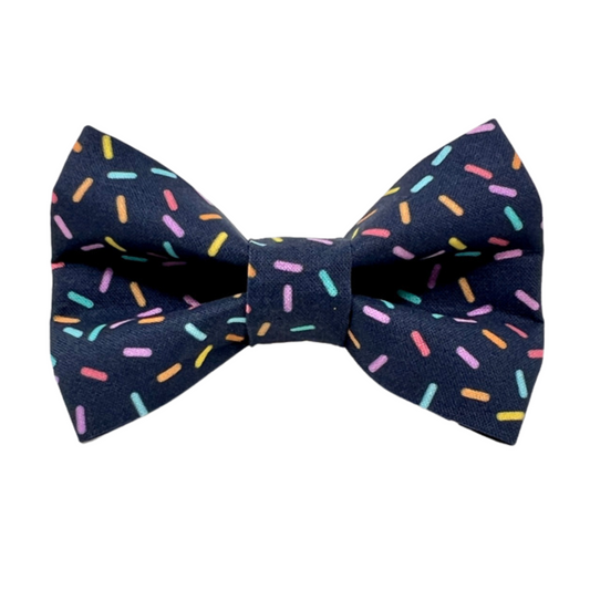 Navy Birthday Sprinkles Dog Bow Tie