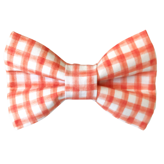 Orange and White Plaid Dog Bow Tie