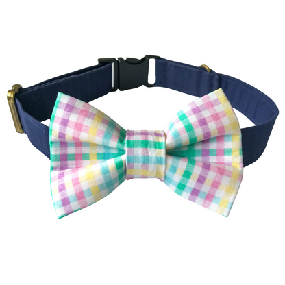 Pastel Plaid Dog Bow Tie