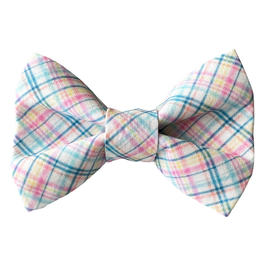 Watercolor Plaid Dog Bow Tie