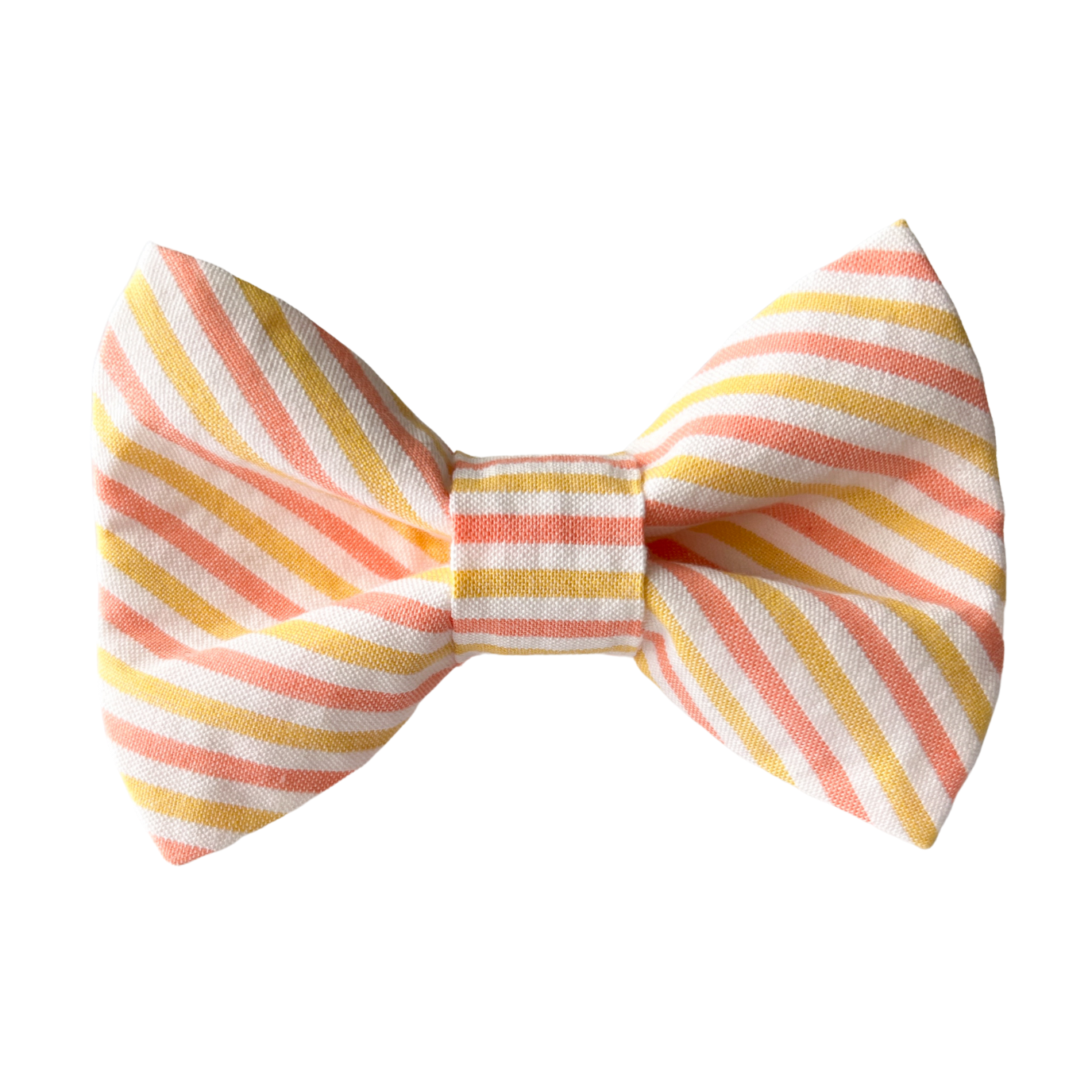 Yellow and Pink Seersucker Stripe Dog Bow Tie