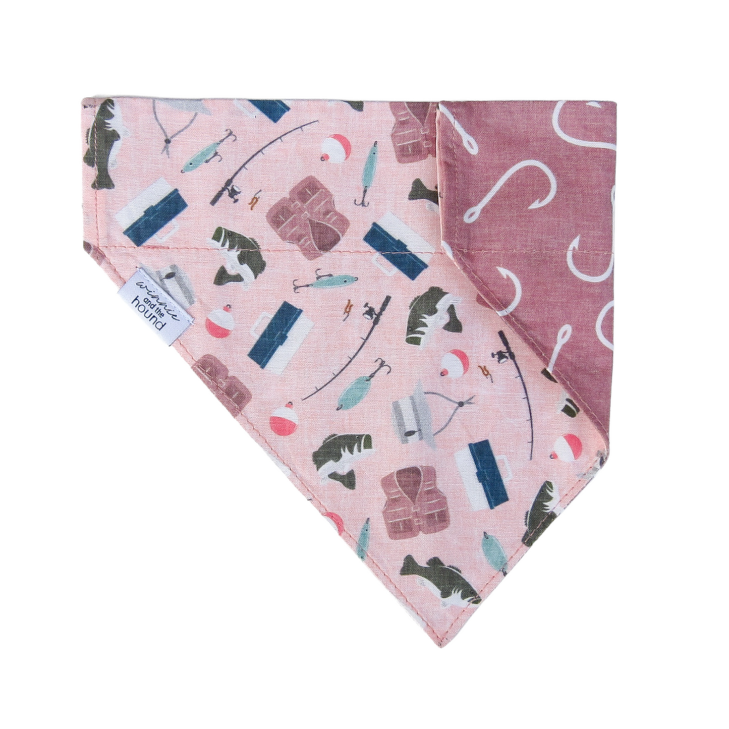 Pink Gone Fishing Over the Collar Dog Bandana