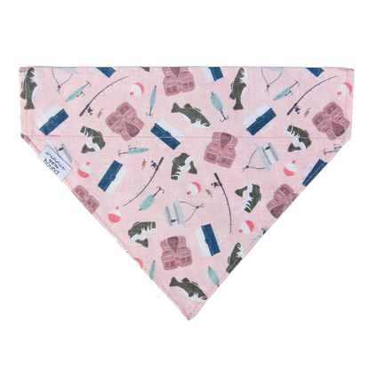 Pink Gone Fishing Over the Collar Dog Bandana