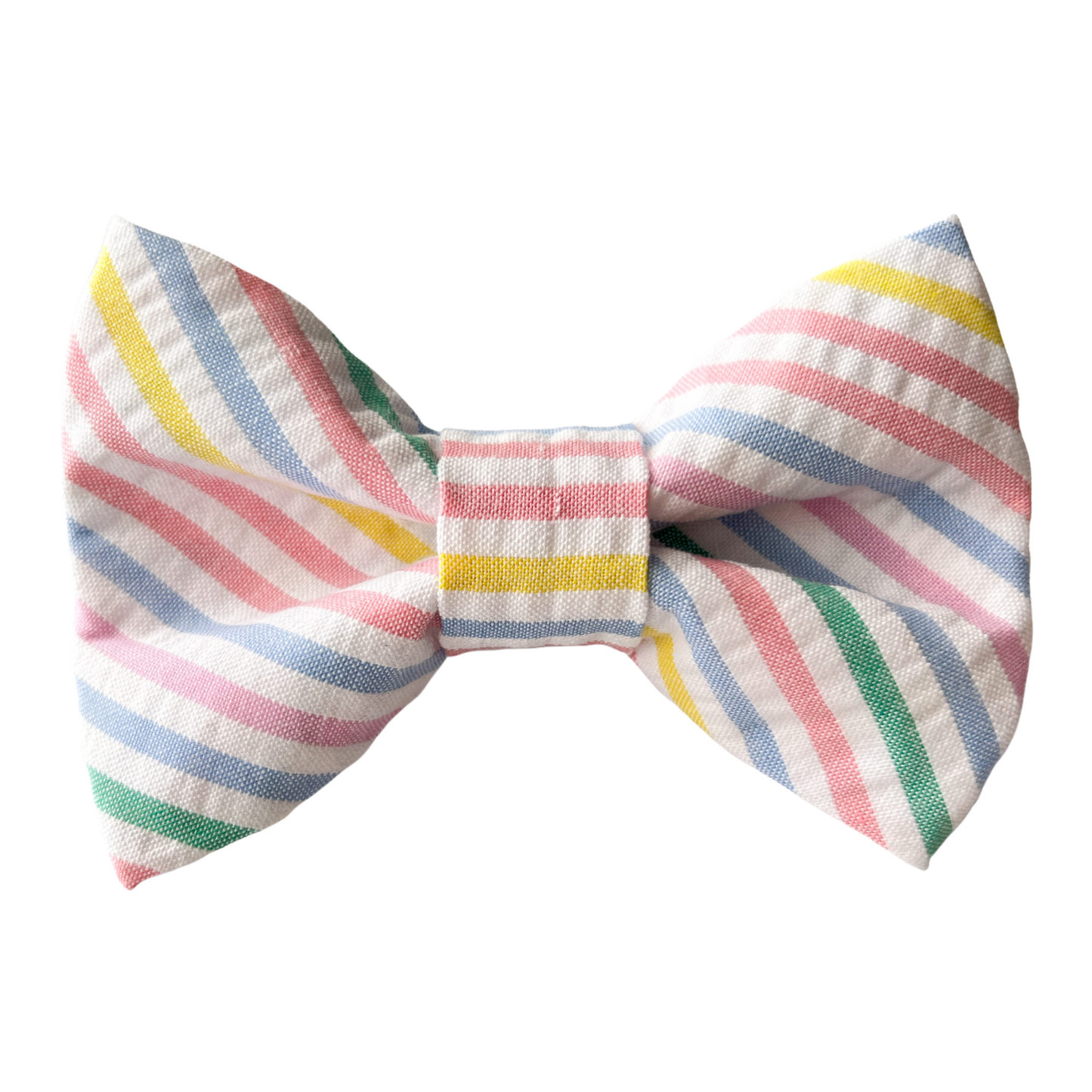 Rainbow Stripe Seersucker Dog Bow Tie