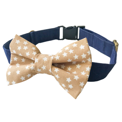 Tan Stars Dog Bow Tie